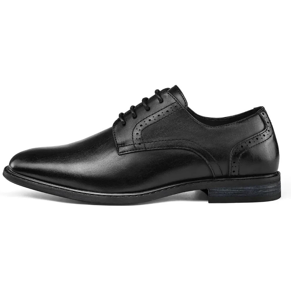Men's All Black Shoes Formal Classic Business Lace up Oxford Shoes Wide Width